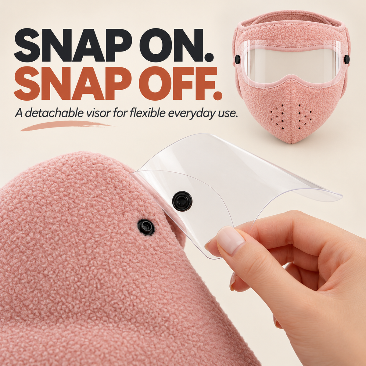 ❄️ Winter Warm Fleece Thermal Face Mask with Detachable Clear Visor