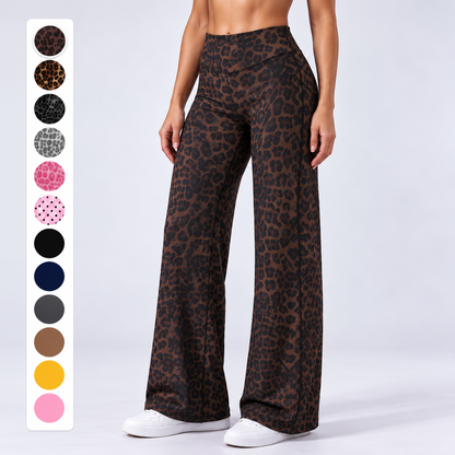 🐆 Women's Leopard Print Wide-Leg Pants ✨ – High Waist & Relaxed Fit