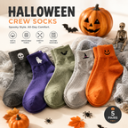 Spooky & Cute Halloween Socks for Women – 5-Pair Cozy Crew Sock Set