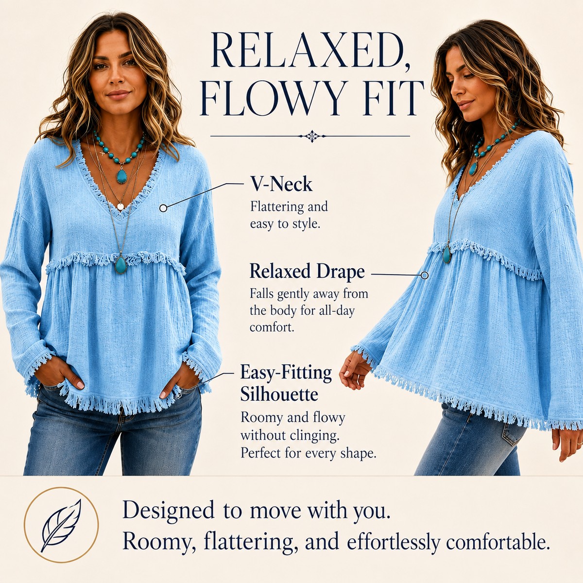 Bohemian Charm Fringe V-Neck Pullover — Effortless Elegance