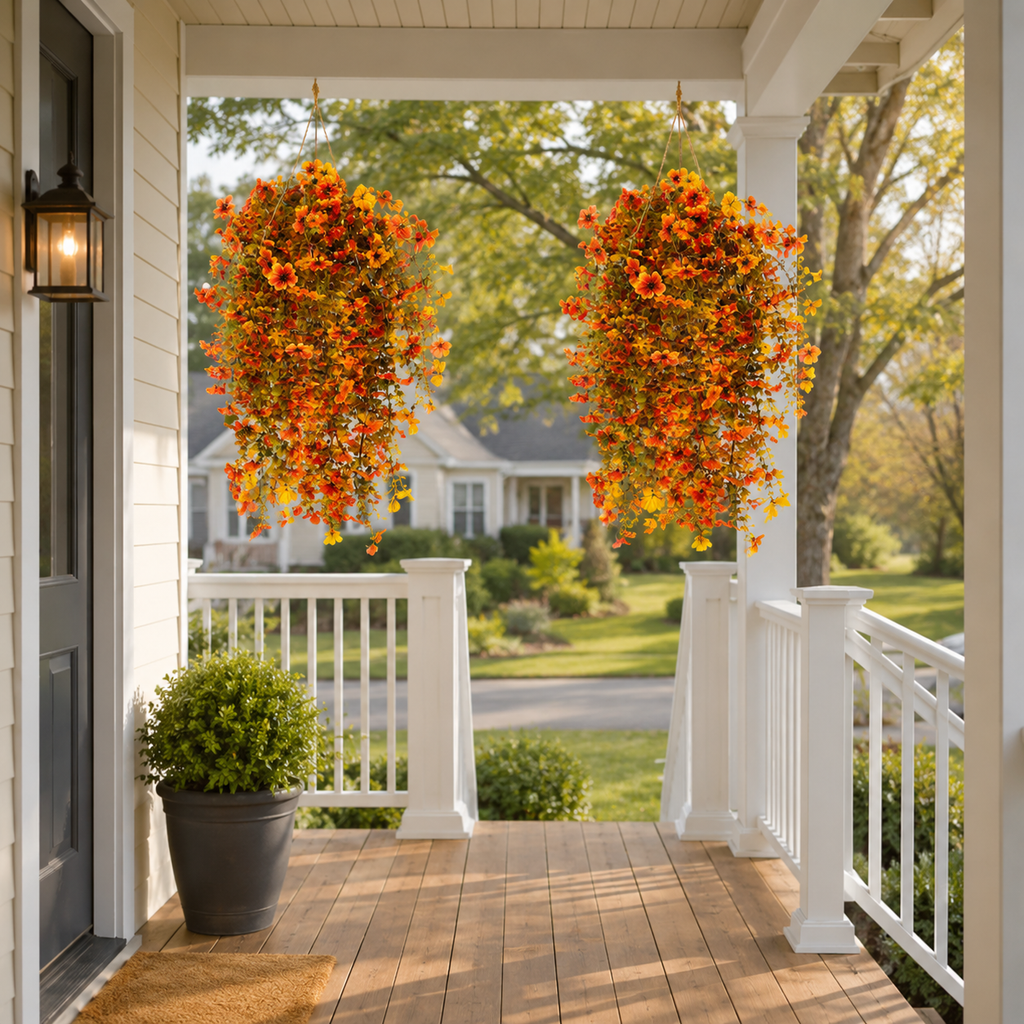 🌿 Maintenance-Free 30-Inch Cascading Faux Daisy Vines – Rich Seasonal Porch & Window Box Decor (8 PCS)