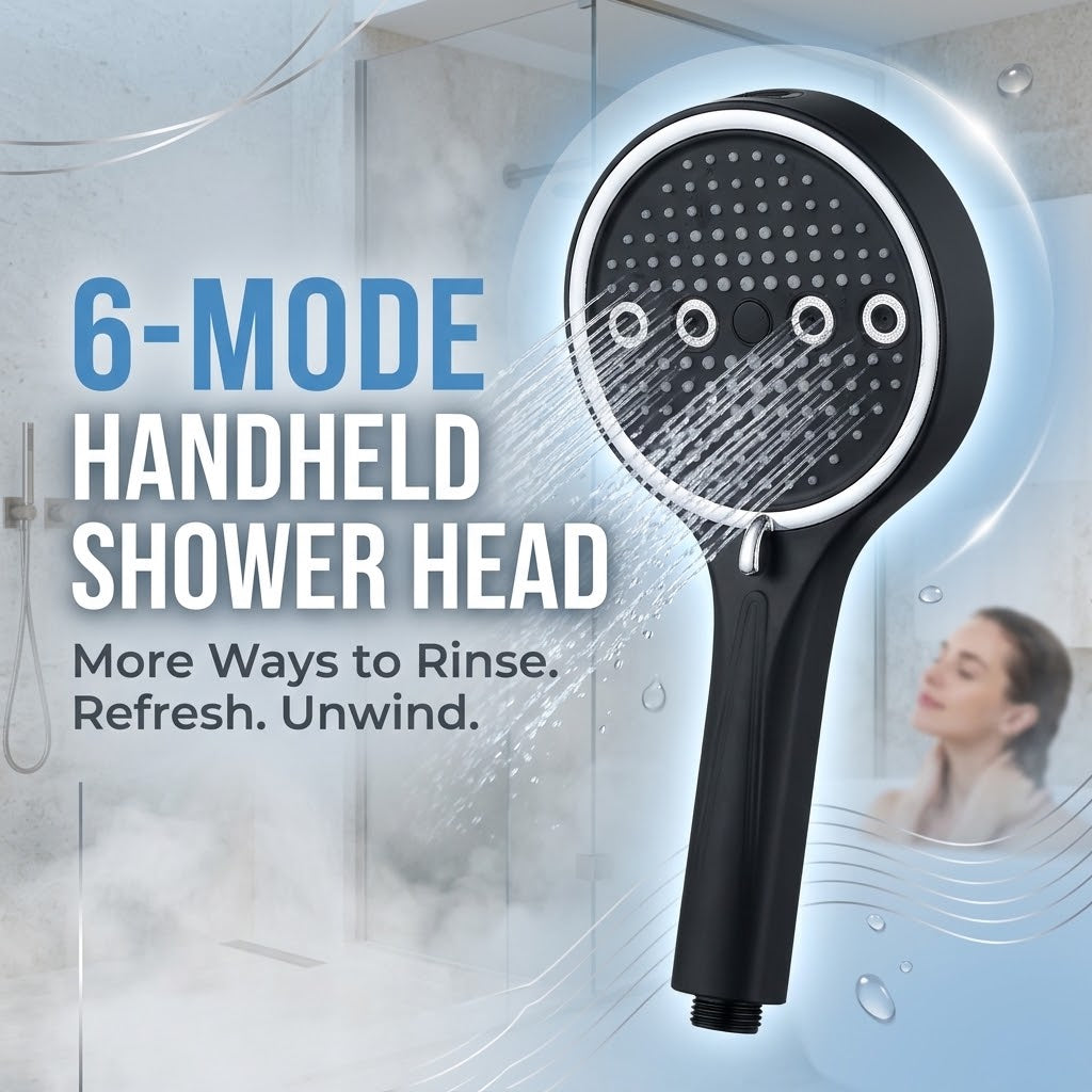 6-Mode High-Pressure Handheld Shower Head