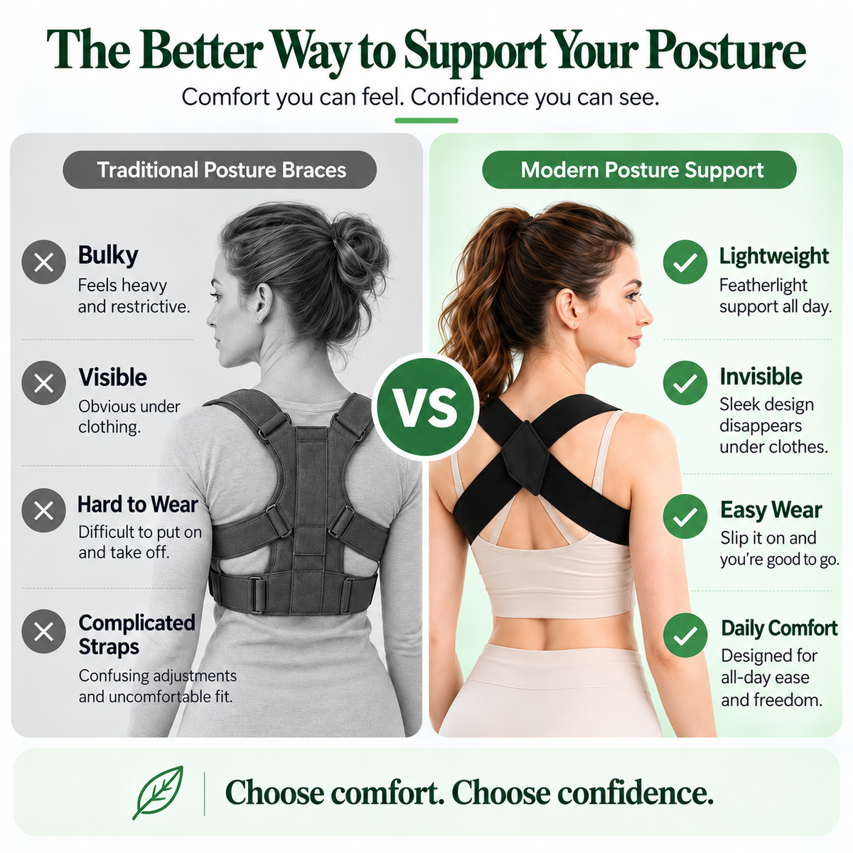 🧘‍♀️ Ergonomic Posture Support Strap – Elastic Back Straightener for Home & Office