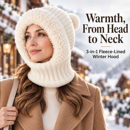 3-in-1 Women’s Winter Balaclava Hood – Fleece-Lined Hat, Scarf & Face Cover