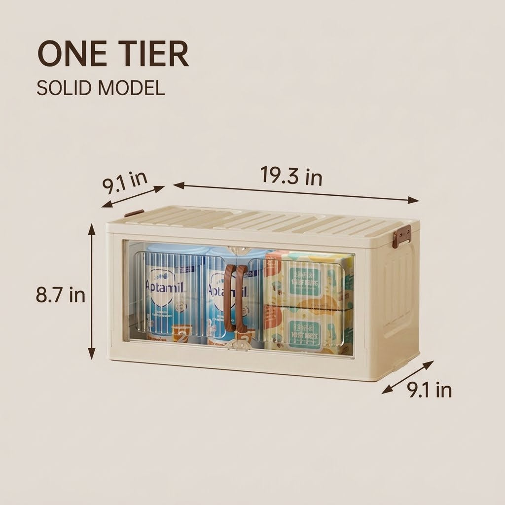 Large Capacity Foldable Storage Cabinet with Magnetic Doors & Stackable Design
