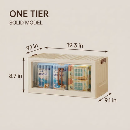 Large Capacity Foldable Storage Cabinet with Magnetic Doors & Stackable Design