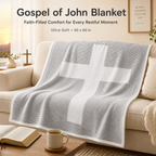 Gospel of John Blanket Soft Scripture Throw with Cross Silhouette