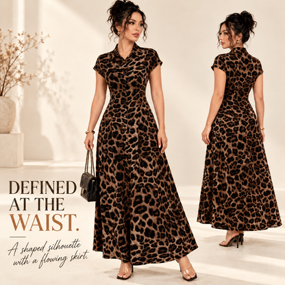 Women’s Leopard Print Maxi Shirt Dress