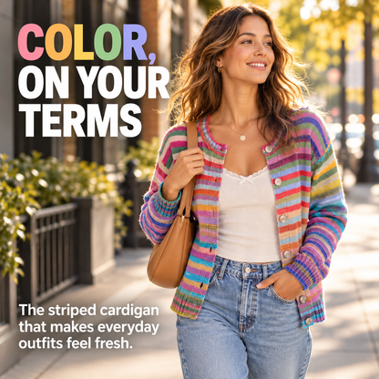 Rainbow Stripe Relaxed Knit Cardigan