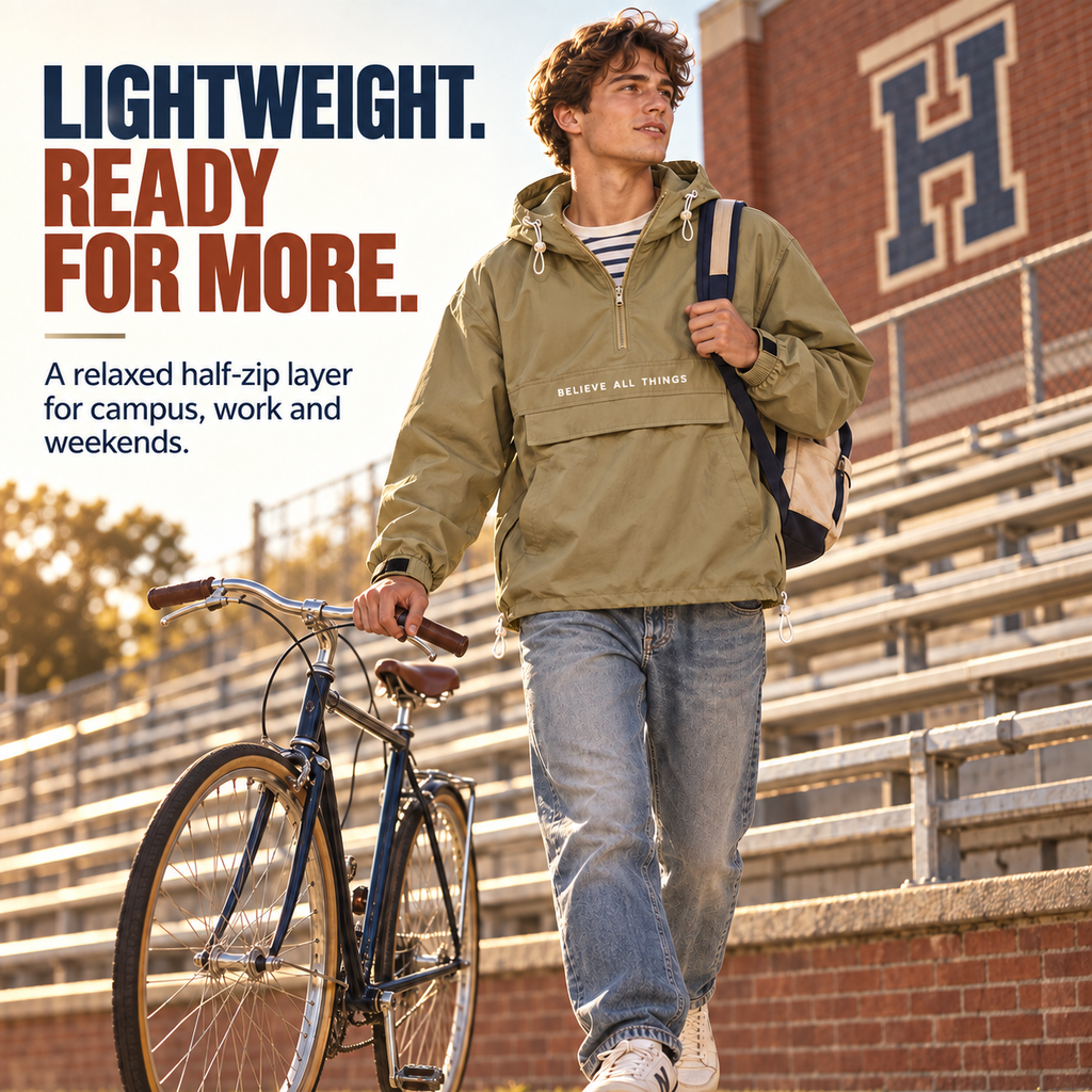Men’s Half-Zip Windproof Waterproof Hooded Jacket