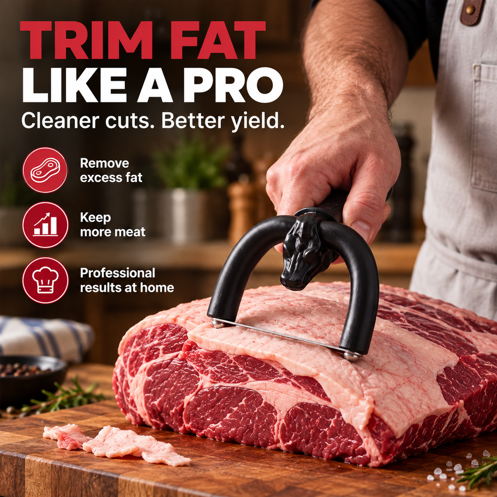🥩 Handheld Fat Trimmer for Beef & Pork, Portable Meat Fat Remover Tool, Easy Brisket Trimming BBQ Kitchen Gadget