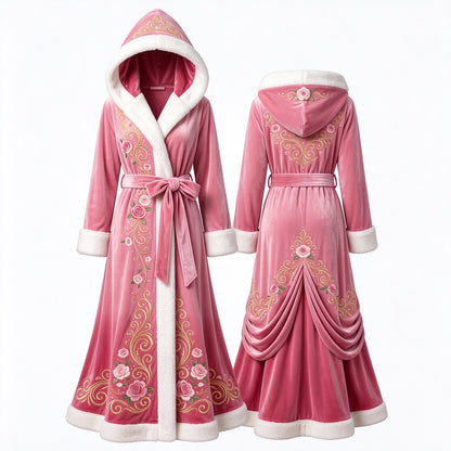 👑 Fairytale Royal Heated Robe – Plush Sherpa Lined Electric Heating Long Dressing Gown 🔥