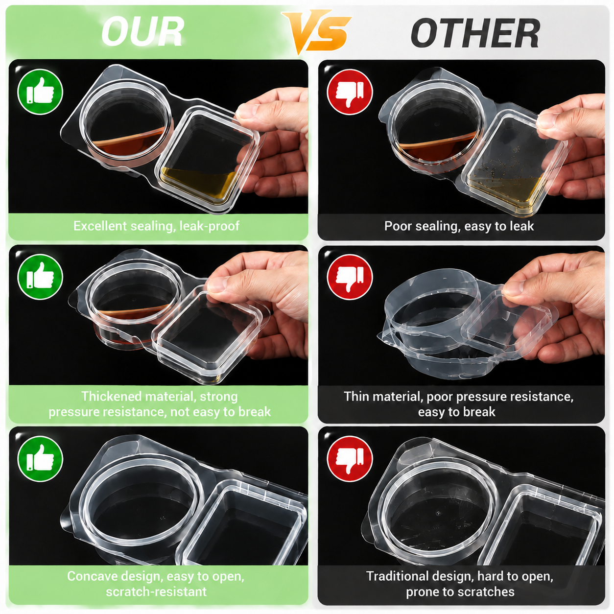 2-Compartment Reusable Snack Containers with Lids – Stackable Meal Prep Set