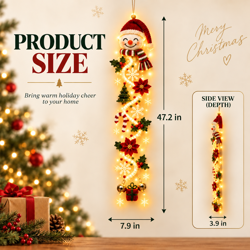Illuminated Christmas Light Ornaments, Suitable for Front Door and Indoor Holiday Decorations