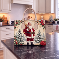 Christmas-Themed Holiday Handbag - Large Capacity, Made of Leather