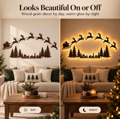 Santa & Reindeer Backlit Christmas Wall Decor for Living Room