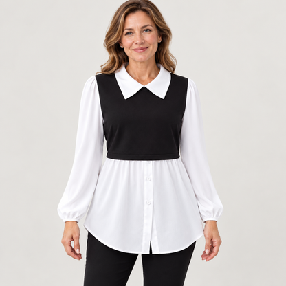 Women’s Layered-Look Collared Tunic – Effortless Everyday Style
