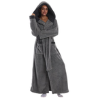Treavhds™ Hooded Long Leopard Print Bathrobe - Thickened Flannel Fabric