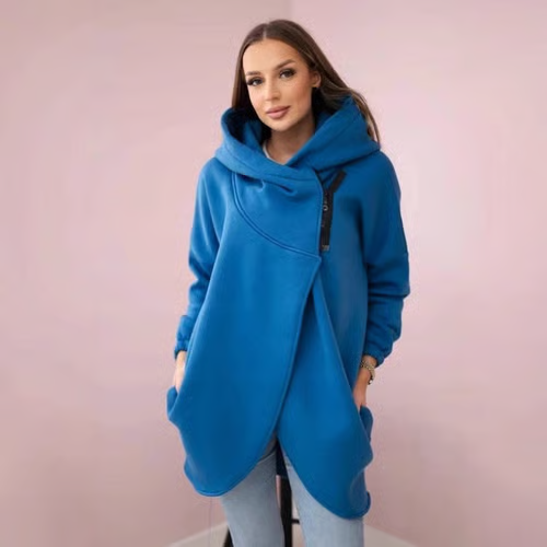 Women's Plus Size Hooded Sweatshirt, Half-zip Fashion Design