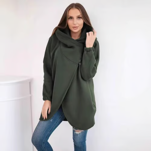 Women's Plus Size Hooded Sweatshirt, Half-zip Fashion Design