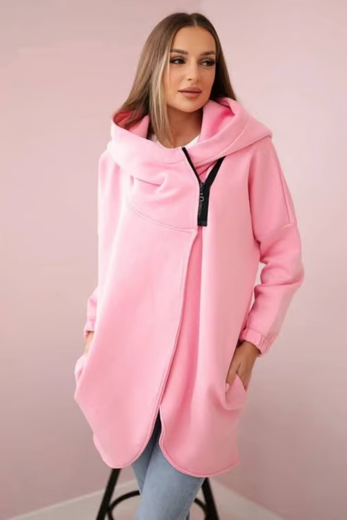 Women's Plus Size Hooded Sweatshirt, Half-zip Fashion Design