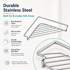 2PCS Stainless Steel Corner Sink Shelf with Triangular Open Wire Rack Design, Drainage and Raised Side✨