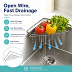 2PCS Stainless Steel Corner Sink Shelf with Triangular Open Wire Rack Design, Drainage and Raised Side✨