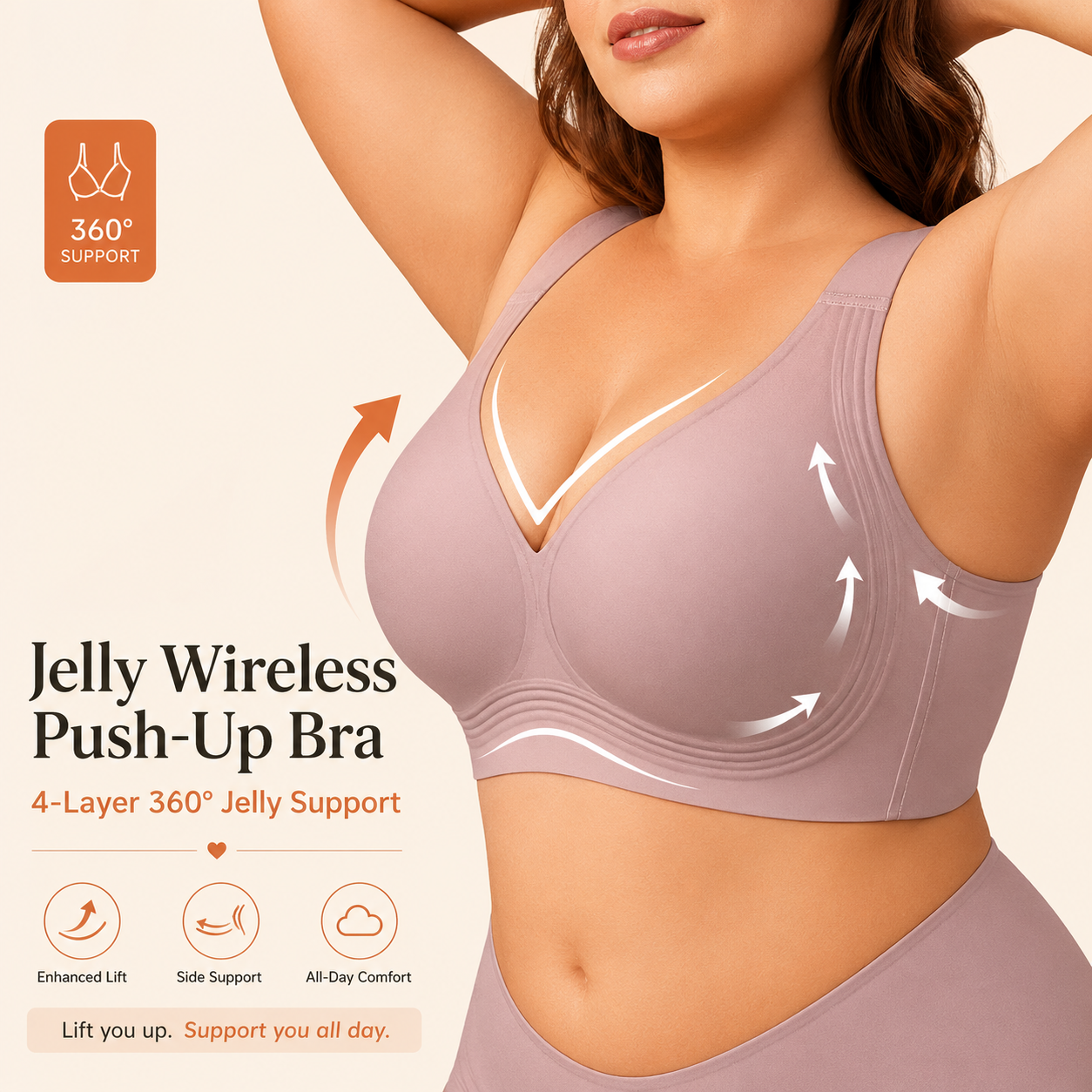 Jelly Seamless Lift Bra | Wireless Push-Up Comfort & Full Coverage