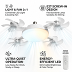 🌀2-in-1 E27 Screw-In Ceiling Fan Light