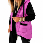 Women's Hooded Outwear Vest Lightweight Zipper Up Padded Gilet With Pockets Basic Fitted