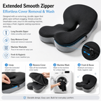 Memory Foam Seat Cushion – Non-Slip, Deep Seat, Back Support & Removable Cover