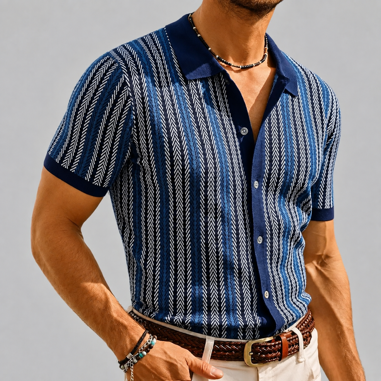 Men’s Retro Button Sweater – Lightweight Vintage Style for Casual & Formal Wear