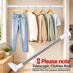Drill-Free Adjustable Tension Rod | Multi-Size Clothes Drying & Closet Bar