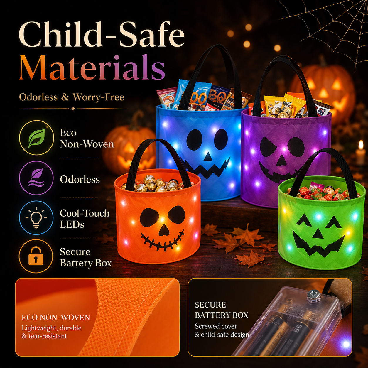 Light-Up Halloween Trick-or-Treat Bags
