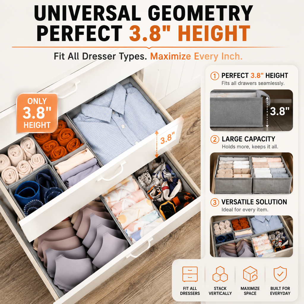 👕15-Piece Drawers Clothes Organizer - Reinforced Thick Fabric Foldable Storage Box