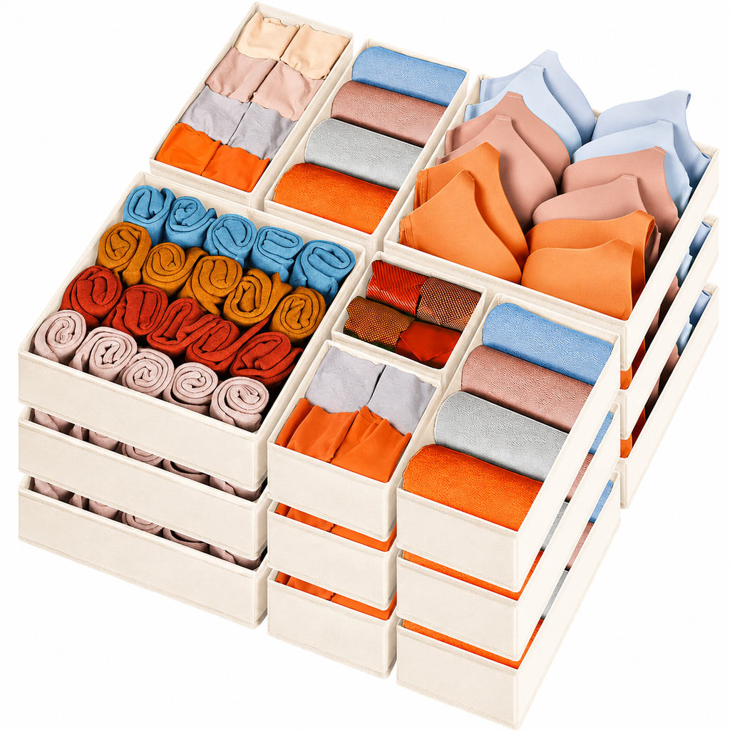 👕15-Piece Drawers Clothes Organizer - Reinforced Thick Fabric Foldable Storage Box