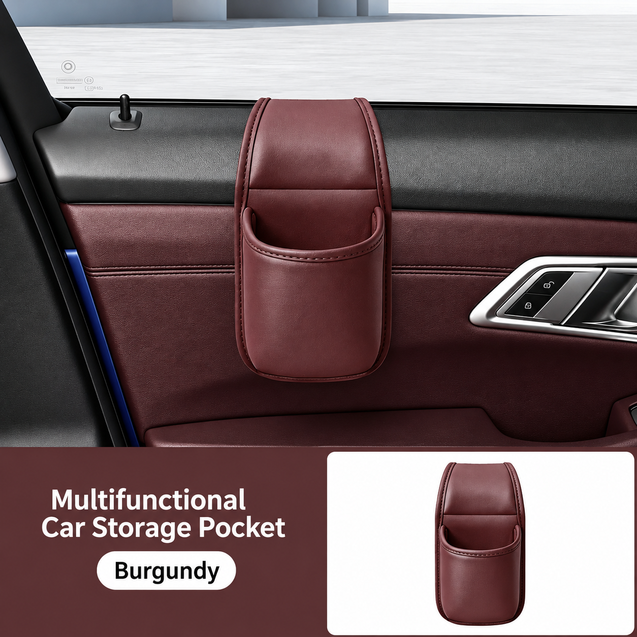 ✨ Premium Leather Car Door Storage Pocket — Dual-Layer Scratch-Proof Organizer for Phones & Keys 🚗💨