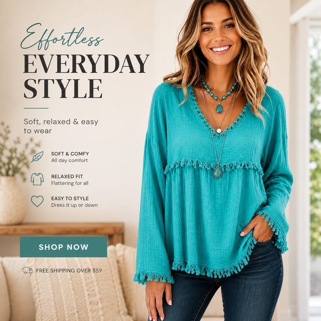 Bohemian Charm Fringe V-Neck Pullover — Effortless Elegance