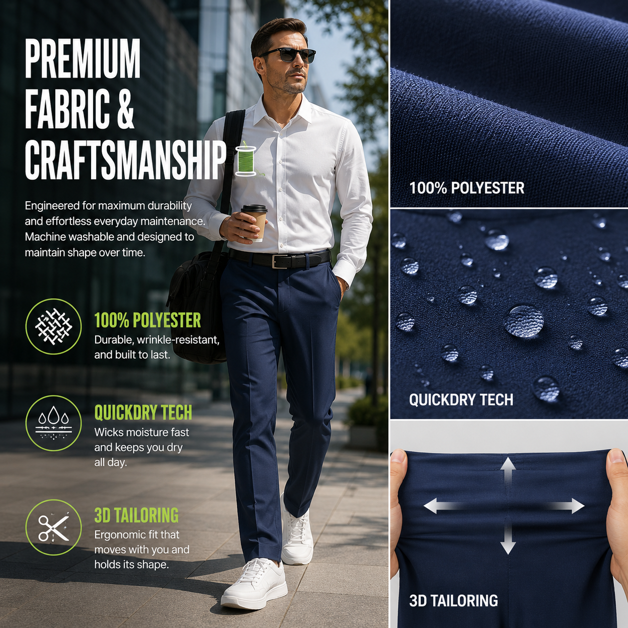 Men's Lightweight Stretch Golf & Dress Pants — All-Day Performance & Versatile Comfort