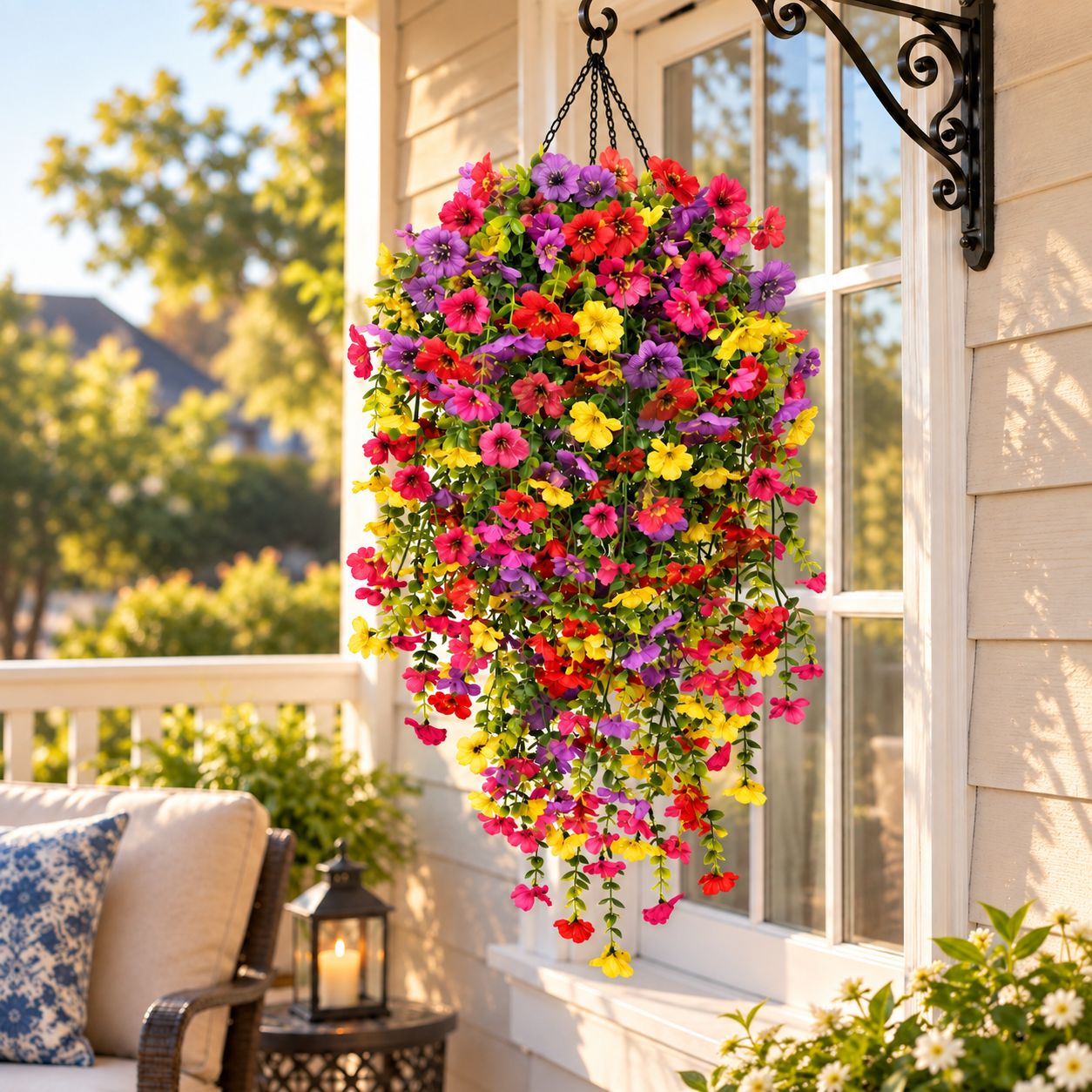 🌿 Maintenance-Free 30-Inch Cascading Faux Daisy Vines – Rich Seasonal Porch & Window Box Decor (8 PCS)