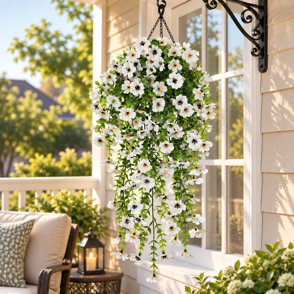 🌿 Maintenance-Free 30-Inch Cascading Faux Daisy Vines – Rich Seasonal Porch & Window Box Decor (8 PCS)