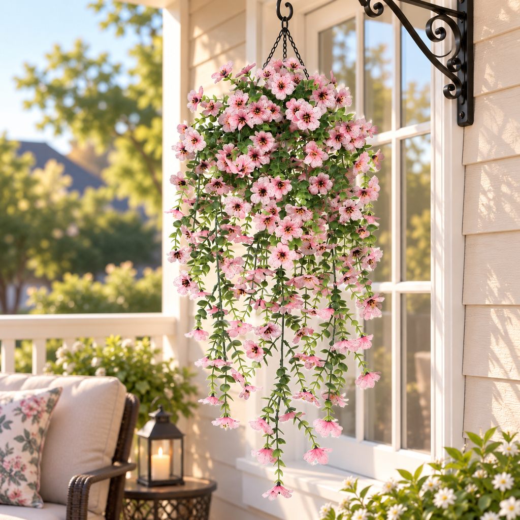 🌿 Maintenance-Free 30-Inch Cascading Faux Daisy Vines – Rich Seasonal Porch & Window Box Decor (8 PCS)