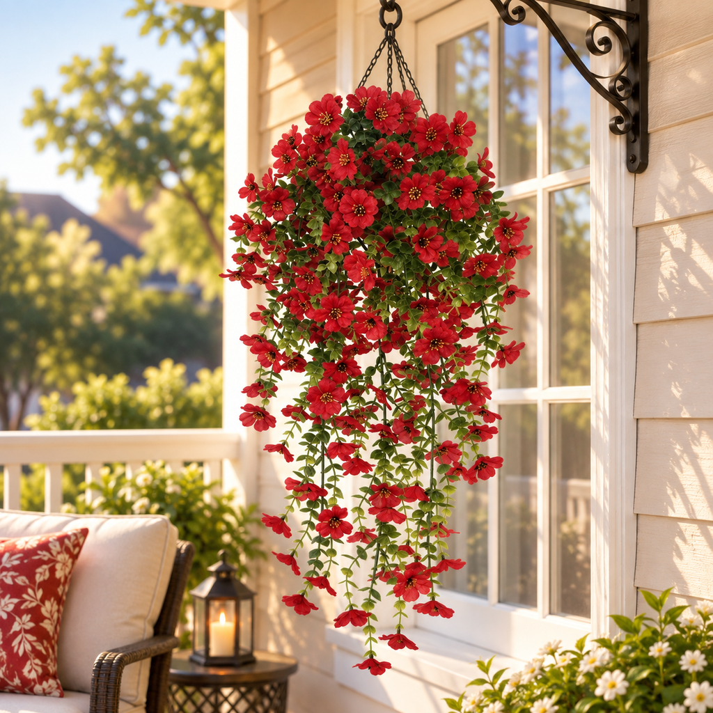 🌿 Maintenance-Free 30-Inch Cascading Faux Daisy Vines – Rich Seasonal Porch & Window Box Decor (8 PCS)