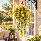 🌿 Maintenance-Free 30-Inch Cascading Faux Daisy Vines – Rich Seasonal Porch & Window Box Decor (8 PCS)