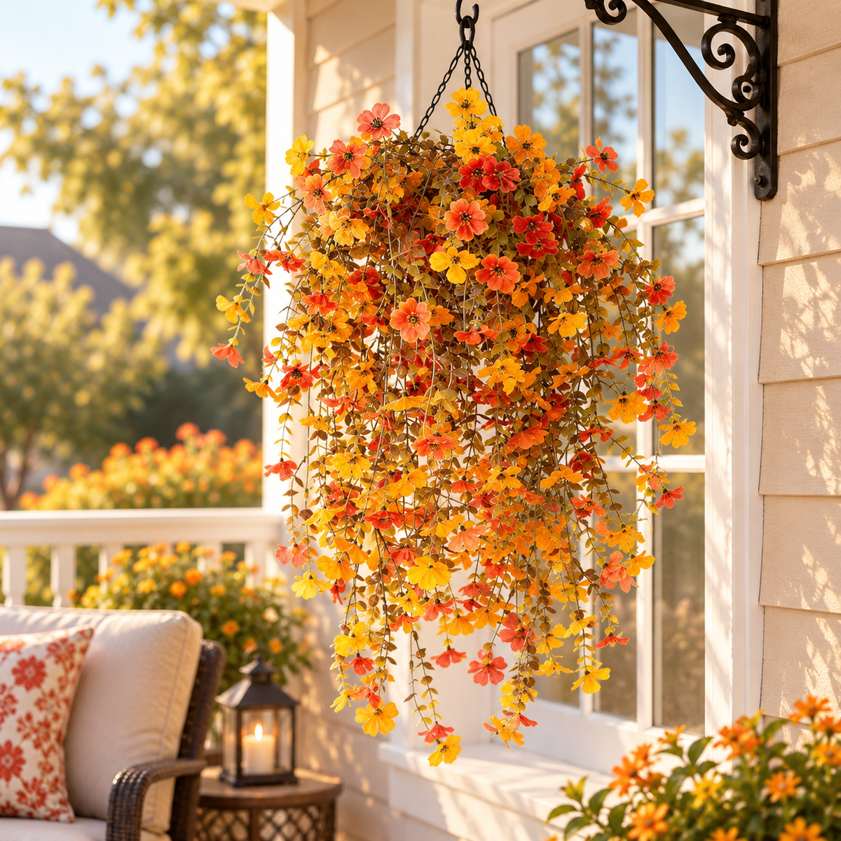 🌿 Maintenance-Free 30-Inch Cascading Faux Daisy Vines – Rich Seasonal Porch & Window Box Decor (8 PCS)