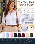 Classic Work & Business Casual Long Sleeve Button-Down Shirt for Women