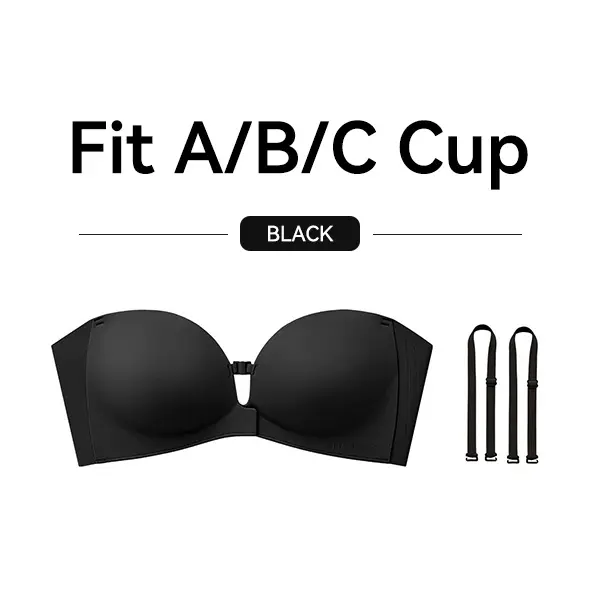 ✨Womens Strapless Front Closure Bra Push Up Lift Bra Padded Add Cup Non Slip Anti-Slip Grip & Removable Straps Fit Outfits Wireless Supportive Seamless