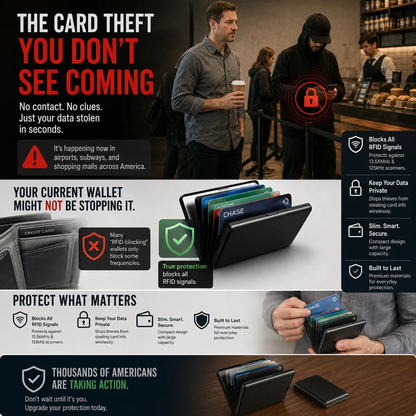 💳 RFID Blocking Leather & Metal Card Case - Slim Business & Credit Card Holder