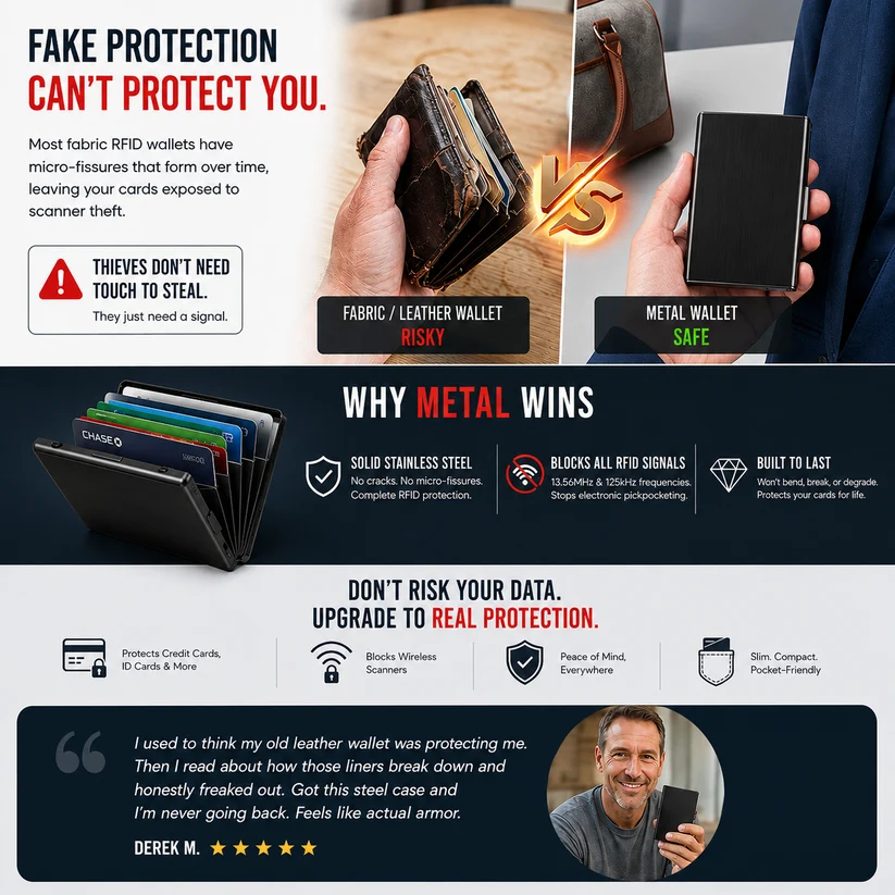 💳 RFID Blocking Leather & Metal Card Case - Slim Business & Credit Card Holder