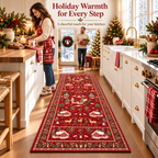 🎄Christmas Washable Runner Rug | Non-Slip Holiday Hallway & Kitchen Mat
